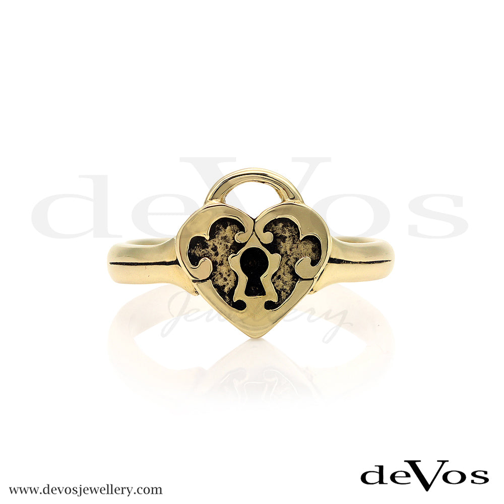 Gold Heart Padlock Ring
