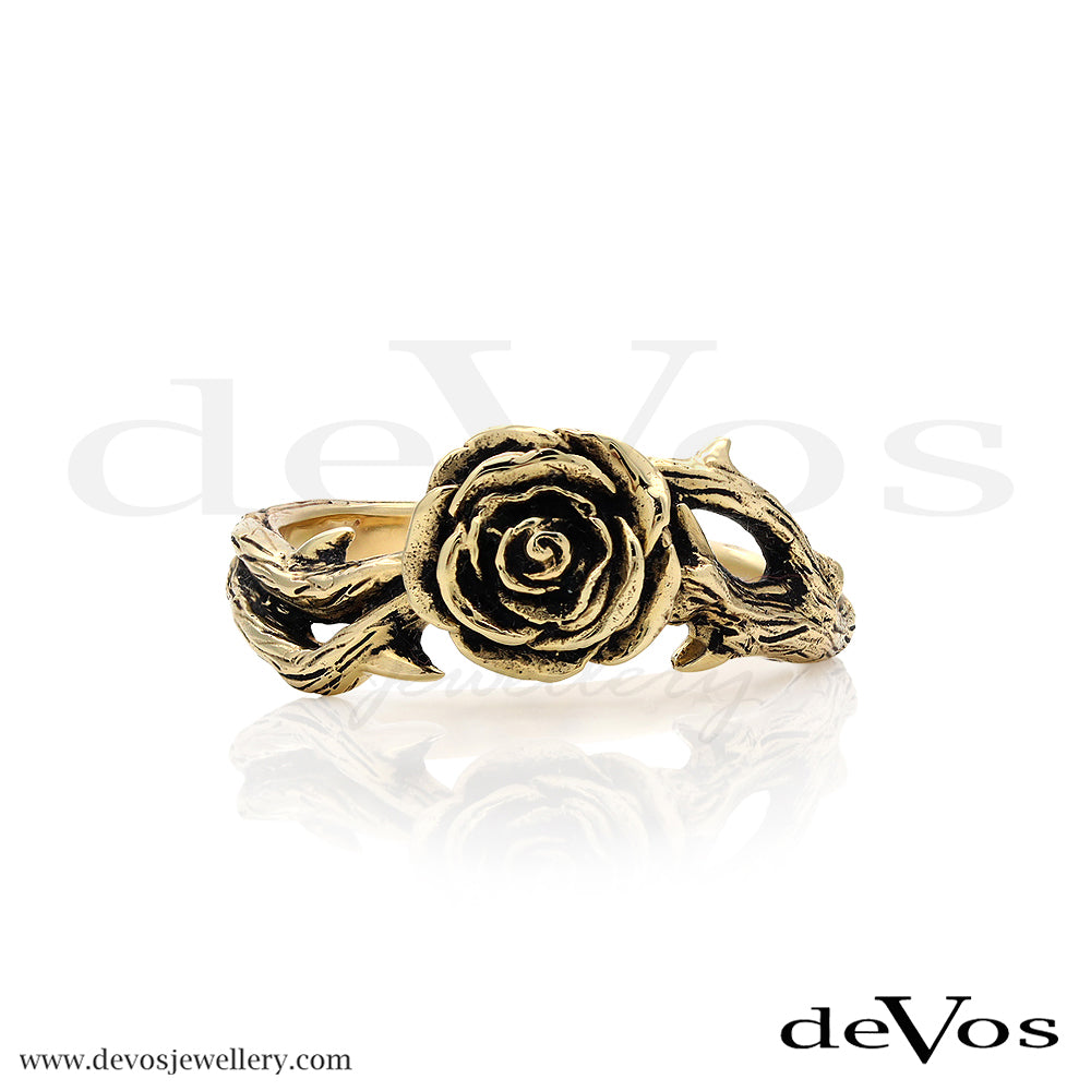 Gold Rose and Thorns Ring