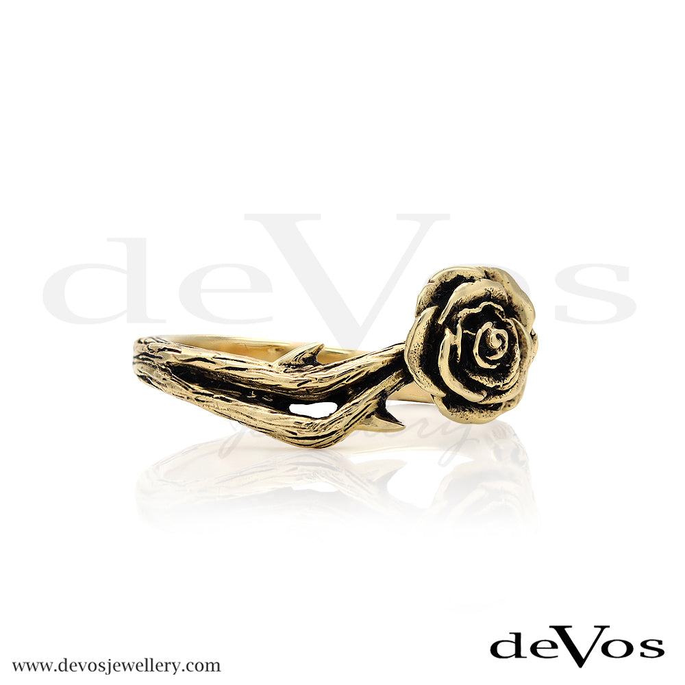 Gold Rose and Thorns Ring