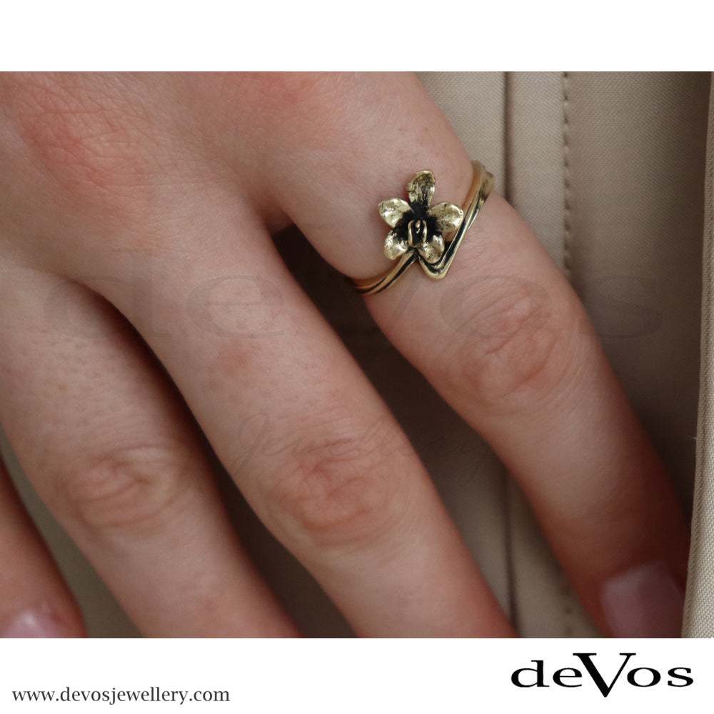 Gold Orchid Ring