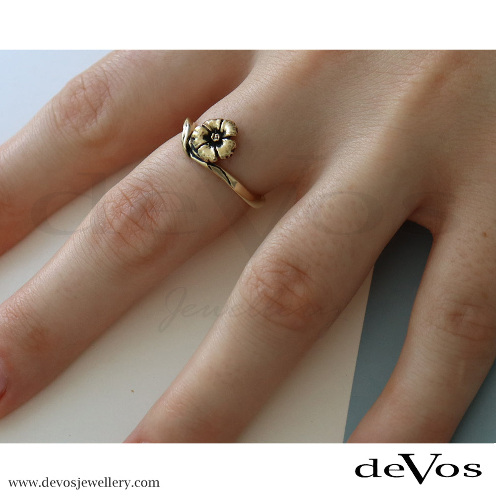 Gold Hibiscus Ring