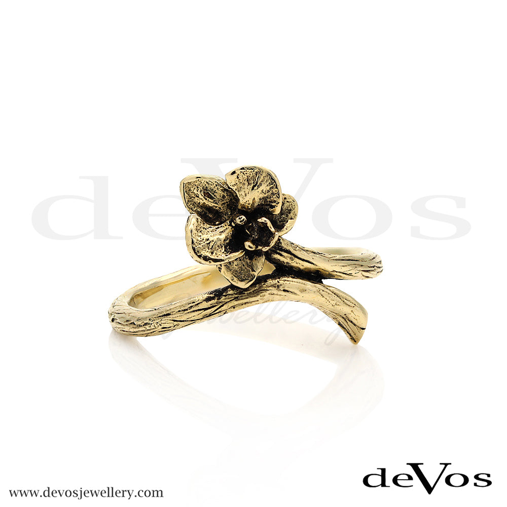 Gold Moth Orchid Ring