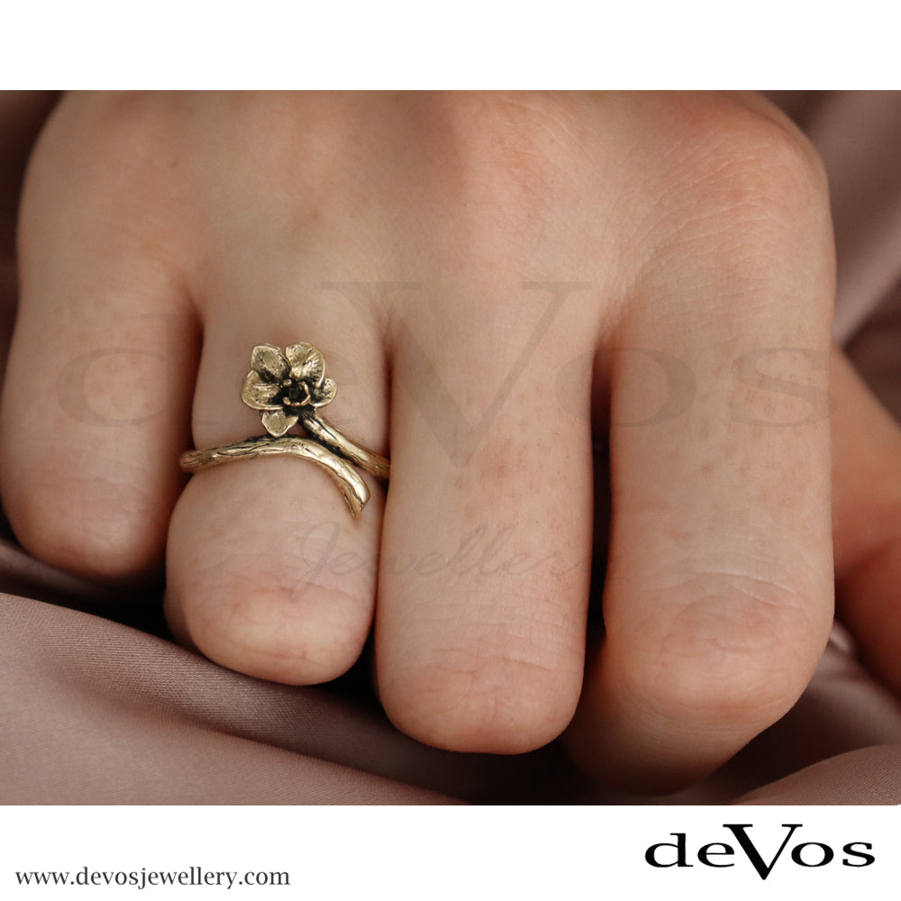 Gold Moth Orchid Ring
