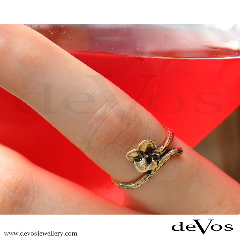 Gold Moth Orchid Ring