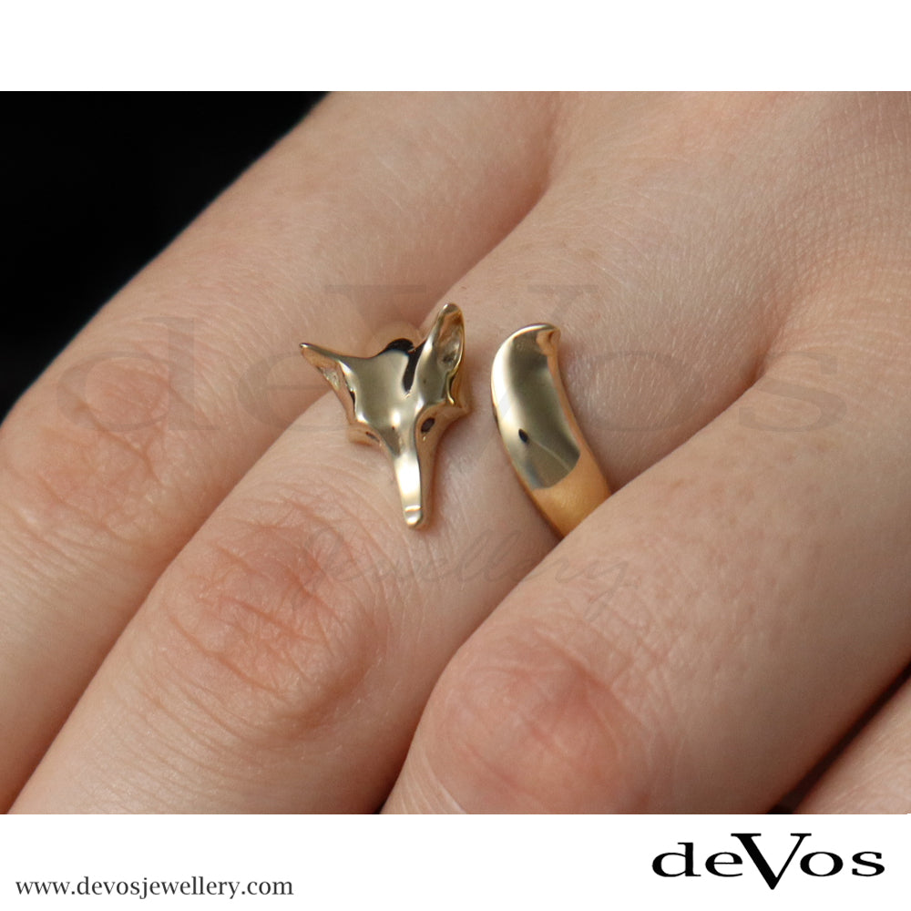 Gold Fox and Black Diamond Ring