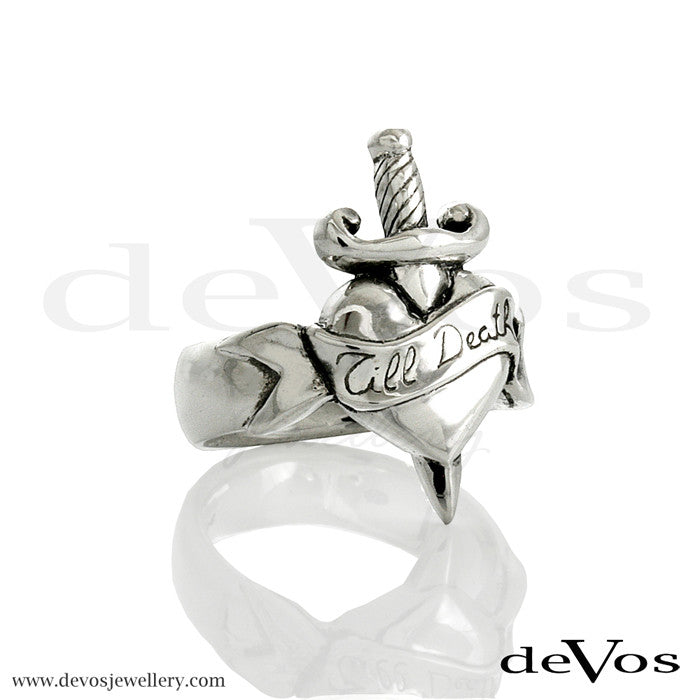 "Till Death" Heart and Dagger Ring