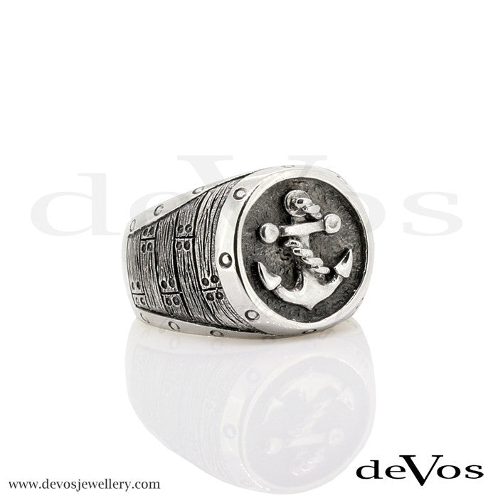 "Anchor and Barrel" Signet Ring