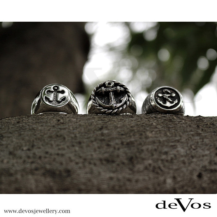 "Anchor and Barrel" Signet Ring