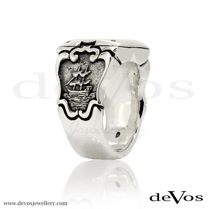 "Seven Seas" Anchor and Ship Ring