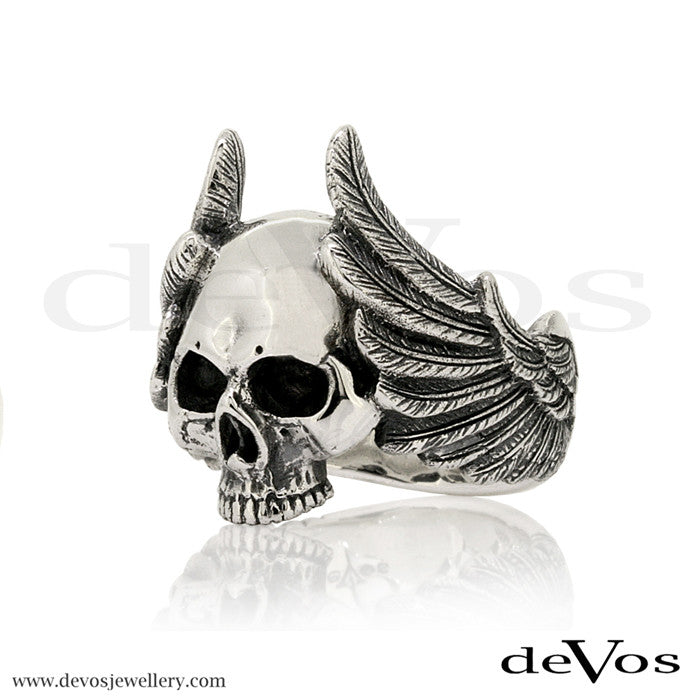 "Memento Mori" Winged Half Skull Ring