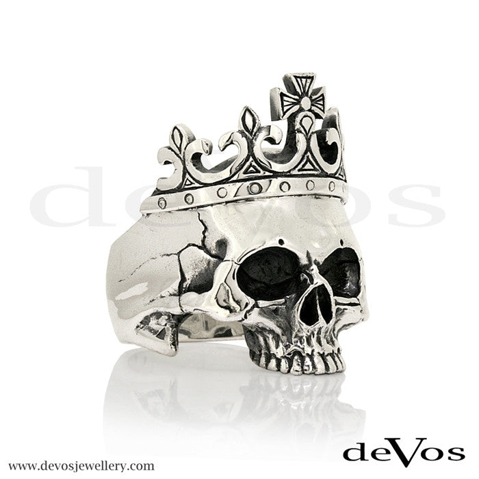 "Henry" Half Skull and Crown Ring