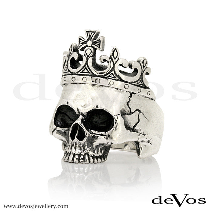"Henry" Half Skull and Crown Ring