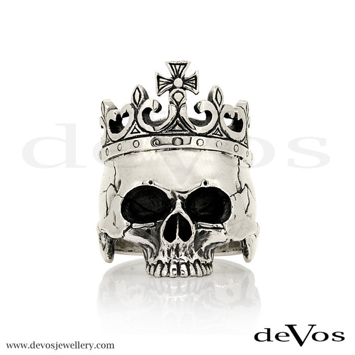 "Henry" Half Skull and Crown Ring