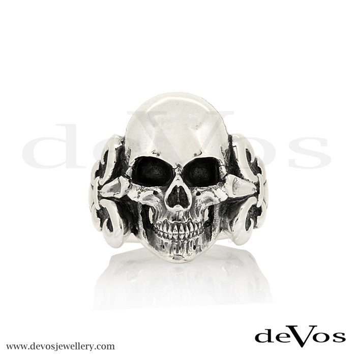 "Louis" Full Skull with Fleur de Lis Ring