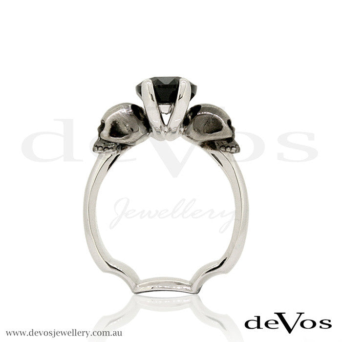 "Till Death" Black Sapphire Skull Solitare