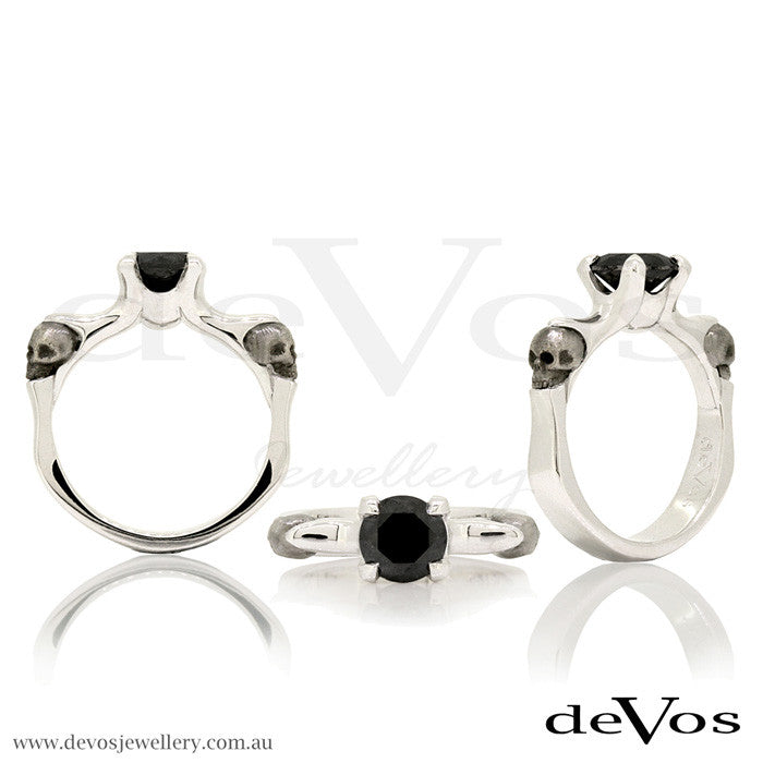 "Till Death" Black Diamond Skull Solitare