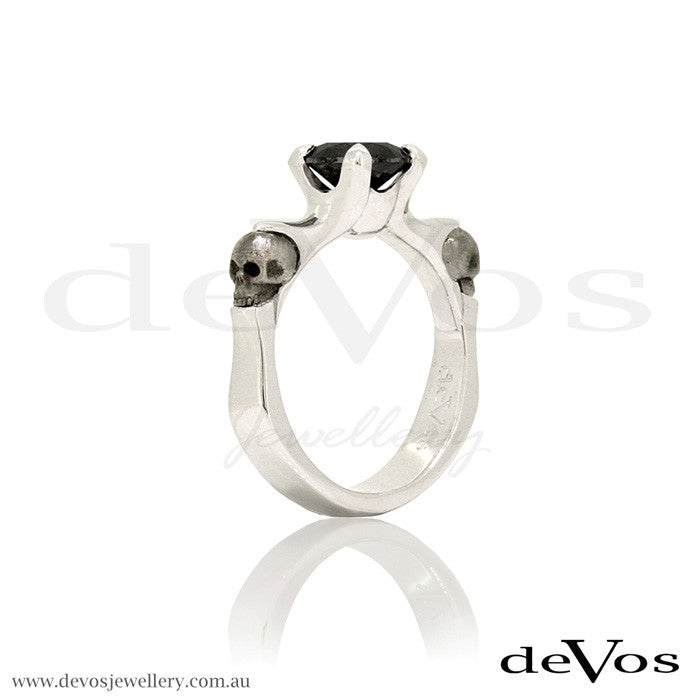 "Till Death" Black Diamond Skull Solitare
