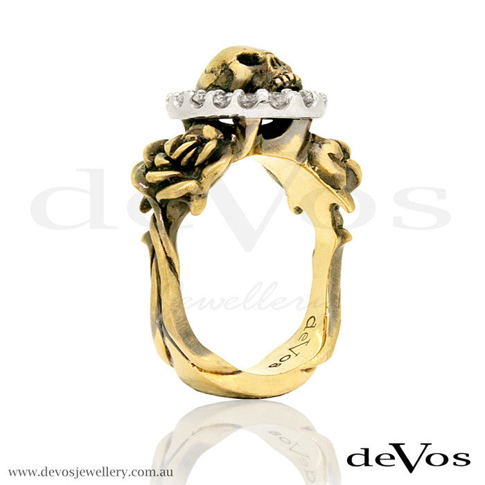 "Till Death" Skull and Roses Diamond Ring (POA)