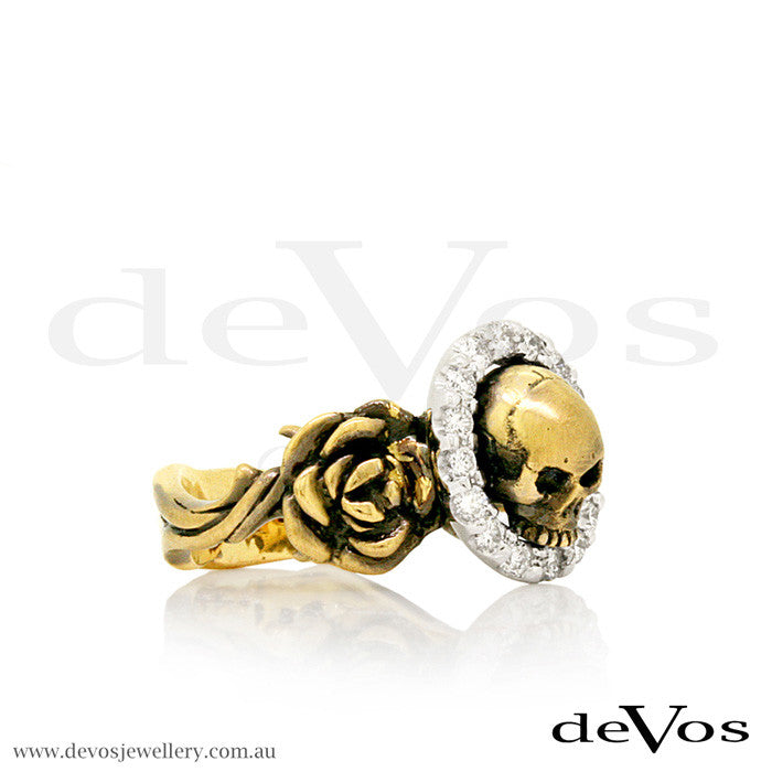 "Till Death" Skull and Roses Diamond Ring (POA)