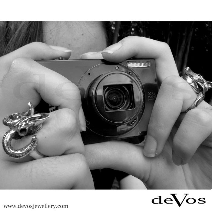 Fox Ring with Black Diamond Eyes